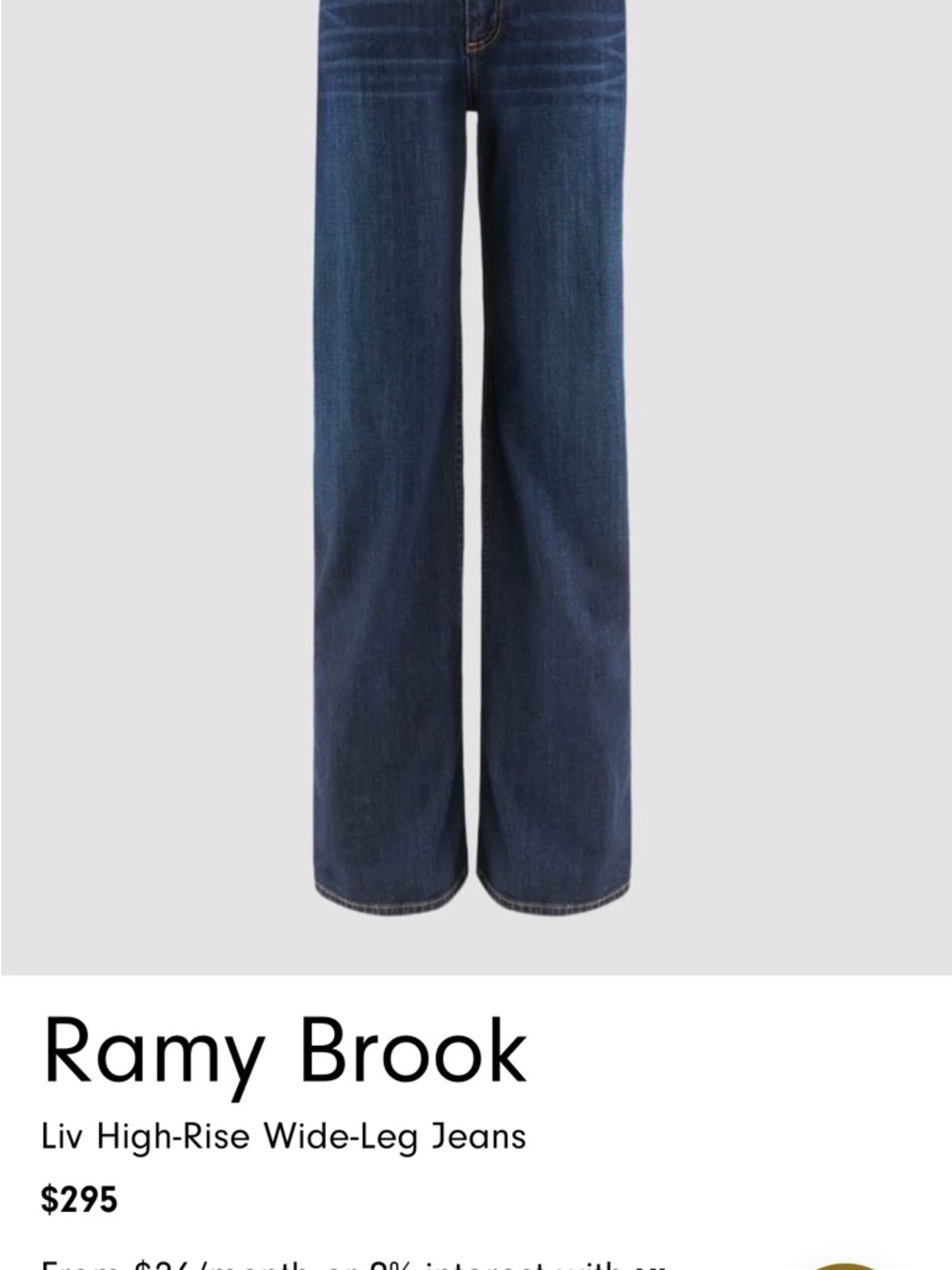 Ramy Brook Liv High-Rise Wide-Leg Jeans - Dark Blue. Size 27